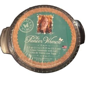 Pioneer Woman Adeline 2.5qt‎ Round Clear Glass Casserole Dish Discontinued!!